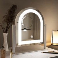 Kosmetikspiegel mit licht LED Schminkspiegel 10x Vergrößerung (Tischspiegel, Kalt/Neutral/Warmweiß, Dimmbar, Speicherfunktion), 360°Drehbar, mit von BOROMAL