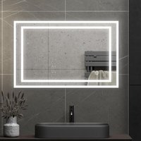 LED Badspiegel mit Beleuchtung 60x100cm Badezimmerspiegel, 3 Lichtfarbe Dimmbare 3000-6500K Kosmetikspiegel mit Beleuchtet für Bad, Schlaf-, Wohn-, von BOROMAL