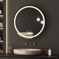 LED Spiegelschrank mit Beleuchtung 60x60x11cm Badezimmerschrank, Bad Metall Badschrank Spiegel Kabinett mit 3-Farben Dimmbar, Touch, Beschlagfrei von BOROMAL