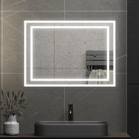 Led Badspiegel mit Beleuchtung 60x80cm Badezimmerspiegel, 3 Lichtfarbe Dimmbare 3000-6500K Kosmetikspiegel mit Beleuchtet für Bad, Schlaf-, Wohn-, von BOROMAL