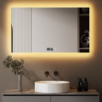 Boromal - led Badspiegel mit Beleuchtung und Uhr 100 x 60 cm Badezimmerspiegel mit Uhr led Spiegel Bad mit Beleuchtung Kosmetikspiegel Schminkspiegel Boromal - led Badspiegel mit Beleuchtung und Uhr 100 x 60 cm Badezimmerspiegel mit Uhr led Spiegel Bad mit Beleuchtung Kosmetikspiegel Schminkspiegel von BOROMAL
