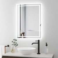 Boromal - led Spiegel Wandspiegel 50x70cm Badspiegel mit Beleuchtung Rechteck Badezimmer Spiegel mit Touchschalter und 3 Dimmbar Lichtfarbe,3000-6500K von BOROMAL