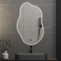 Boromal - led Unregelmäßiger Badspiegel mit Beleuchtung Badezimmerspiegel 52x85cm, 3 Lichtfarbe Dimmbare 3000-6500K Kosmetikspiegel mit Beleuchtet von BOROMAL