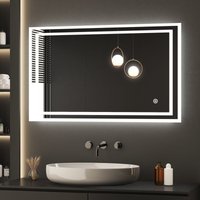 Led badspiegel bad spiegel mit beleuchtung 100x60cm 60x100cm badezimmerspiegel touch dimmbar wandschalter von BOROMAL