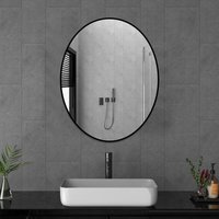 Boromal - Ovaler Wandspiegel 50 x70cm mit Aluminiumrahmen hd Wandspiegel Schminkspiegel für Badzimmer/Ankleidezimmer/Wohnzimmer Badspiege Schwarz Boromal - Ovaler Wandspiegel 50 x70cm mit Aluminiumrahmen hd Wandspiegel Schminkspiegel für Badzimmer/Ankleidezimmer/Wohnzimmer Badspiege Schwarz von BOROMAL