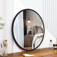 Rund Spiegel mit Schwarz Metallrahmen hd Wandspiegel aus Glas 70cm für Badzimmer, Ankleidezimmer oder Wohnzimmer Schminkspiegel von BOROMAL