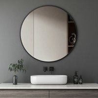 Boromal - Runder Spiegel 50cm mit Schwarz Metallrahmen Klein Wandspiegel Rund Bad Spiegel in Wohn- und Badezimmer von BOROMAL