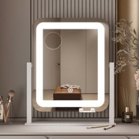 Schminkspiegel mit Beleuchtung led Tischspiegel, 3 Lichtfarbe Dimmbare 3000-6500K Kosmetikspiegel, Spiegel mit Touchschalter, 10xLupe, Stehend Make von BOROMAL