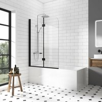 Boromal - Schwarz 2 Teilig Badewannenaufsatz Duschwand Badewannenfaltwand Badewanne Faltbar Glas 120x140cm von BOROMAL