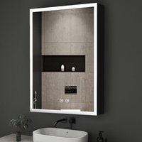 Schwarz Spiegelschrank Bad mit Beleuchtung 40 x 60 cm, LED Spiegelschrank mit Beleuchtung Badezimmerschrank Bad-Hängeschränke Medizinschrank mit Schwarz Spiegelschrank Bad mit Beleuchtung 40 x 60 cm, LED Spiegelschrank mit Beleuchtung Badezimmerschrank Bad-Hängeschränke Medizinschrank mit von BOROMAL