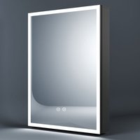 Schwarz Spiegelschrank Bad mit Beleuchtung 40 x 60 cm, LED Spiegelschrank mit Beleuchtung Badezimmerschrank Bad-Hängeschränke Medizinschrank mit Schwarz Spiegelschrank Bad mit Beleuchtung 40 x 60 cm, LED Spiegelschrank mit Beleuchtung Badezimmerschrank Bad-Hängeschränke Medizinschrank mit von BOROMAL