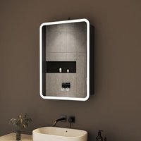 Schwarz Spiegelschrank Bad mit Beleuchtung 40 x 60 cm, LED Spiegelschrank mit Beleuchtung Badezimmerschrank Bad-Hängeschränke Medizinschrank mit Schwarz Spiegelschrank Bad mit Beleuchtung 40 x 60 cm, LED Spiegelschrank mit Beleuchtung Badezimmerschrank Bad-Hängeschränke Medizinschrank mit von BOROMAL