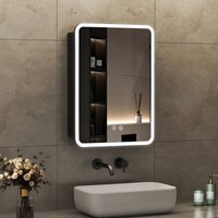 Schwarz Spiegelschrank Bad mit Beleuchtung 40x60cm, LED Spiegelschrank Bad-Hängeschränke Medizinschrank Badezimmerschrank mit Touch-Schalter, 3 Schwarz Spiegelschrank Bad mit Beleuchtung 40x60cm, LED Spiegelschrank Bad-Hängeschränke Medizinschrank Badezimmerschrank mit Touch-Schalter, 3 von BOROMAL