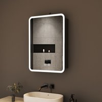 Schwarz Spiegelschrank Bad mit Beleuchtung 50 x 70 cm, LED Spiegelschrank mit Beleuchtung Badezimmerschrank Bad-Hängeschränke Medizinschrank mit Schwarz Spiegelschrank Bad mit Beleuchtung 50 x 70 cm, LED Spiegelschrank mit Beleuchtung Badezimmerschrank Bad-Hängeschränke Medizinschrank mit von BOROMAL