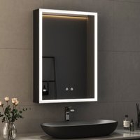 Schwarz Spiegelschrank mit Beleuchtung 40 x 60 cm, Bad-Hängeschränke LED Spiegelschrank Bad mit Beleuchtung Badezimmerschrank Medizinschrank mit Schwarz Spiegelschrank mit Beleuchtung 40 x 60 cm, Bad-Hängeschränke LED Spiegelschrank Bad mit Beleuchtung Badezimmerschrank Medizinschrank mit von BOROMAL