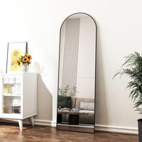 Boromal - Schwarz Standspiegel Ganzkörperspiegel mit Schwarz Metallrahmen Ganzkörperspiegel Rundbogen 140 x 40 cm Wandspiegel Stehspiegel von BOROMAL
