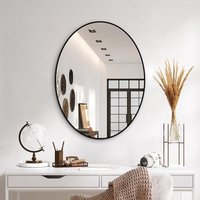 Boromal - Spiegel, Ovaler 70x50cm Schwarz Wandspiegel, Ovaler Spiegel, mit Schwarz Metallrahmen Schminkspiegel, Dekorative Spiegel, für Badezimmer von BOROMAL