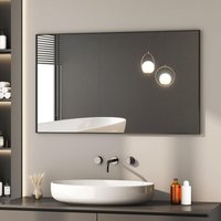 Spiegel Rechteckiger für Wand 60x100 cm Badspiegel Ohne Beleuchtung Schwarz Metallrahmen Wandspiegel für Bad, Schlafzimmer, Toilette, von BOROMAL