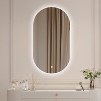 Boromal - Spiegel mit beleuchtung Badspiegel Led Bad Wandspiegel Badezimmer Touch ovaler Spiegel 50x90cm (Badezimmerspiegel ovalspiegel, von BOROMAL