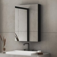 Spiegelschrank Bad 40 x 60 x 12,5 cm Badezimmer Spiegelschrank mit Innenspiegel Schwarz Metall Badezimmerschrank mit Spiegel und Verstellbare von BOROMAL