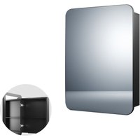 Spiegelschrank Bad 40 x 60 x 12,5 cm Badezimmer Spiegelschrank mit Innenspiegel Schwarz Metall Badezimmerschrank mit Spiegel und Verstellbare von BOROMAL