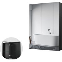 Spiegelschrank Bad Spiegelschrank mit Innenspiegel Metall Badezimmerschrank Schwarz mit Spiegel und Verstellbare Glasablage (40 x 60 x 12,5 cm) von BOROMAL