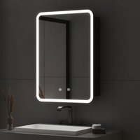Boromal - Spiegelschrank Bad mit Beleuchtung 40x60cm Schwarz Spiegelschrank mit Beleuchtung Metall led Badezimmerschrank mit Dimmbar + Beschlagfrei + von BOROMAL