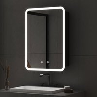 Boromal - Spiegelschrank Bad mit Beleuchtung 50x70cm Schwarz Spiegelschrank mit Beleuchtung Metall led Badezimmerschrank mit Dimmbar + Beschlagfrei + von BOROMAL