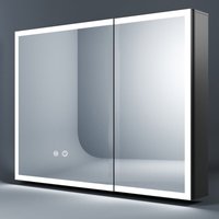 Boromal - Spiegelschrank Bad mit Beleuchtung 80 x 60 cm Badezimmerspiegelschrank led 2 türen (2Touch, Anti-fog, 3Lichtmodi, Dimmbar, von BOROMAL