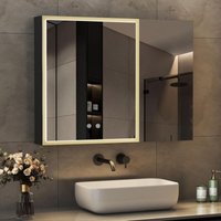 Boromal - Spiegelschrank Bad mit Beleuchtung 80 x 60 cm mit 3 Lichtfarben Dimmbar + Anti-fog + Memory-Funktion von BOROMAL