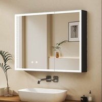 Spiegelschrank Bad mit Beleuchtung 80x60cm, LED Spiegelschrank Bad-Hängeschränke Medizinschrank mit Touch-Schalter, 3 Einstellbare Lichtfarben, Spiegelschrank Bad mit Beleuchtung 80x60cm, LED Spiegelschrank Bad-Hängeschränke Medizinschrank mit Touch-Schalter, 3 Einstellbare Lichtfarben, von BOROMAL