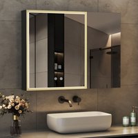 Spiegelschrank Bad mit Beleuchtung 80x60cm, LED Spiegelschrank Schwarz Bad-Hängeschränke Medizinschrank mit Touch-Schalter, 3 Einstellbare Spiegelschrank Bad mit Beleuchtung 80x60cm, LED Spiegelschrank Schwarz Bad-Hängeschränke Medizinschrank mit Touch-Schalter, 3 Einstellbare von BOROMAL