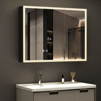 Boromal - Spiegelschrank Bad mit Beleuchtung 80x60cm Badezimmer Spiegelschrank mit Beleuchtung Metall led Badezimmerschrank mit 3 Lichtfarben Dimmbar von BOROMAL
