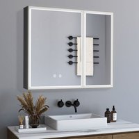 Boromal - Spiegelschrank Bad mit Beleuchtung 80x60x13cm, Badezimmer Spiegelschrank mit led Beleuchtung Metall Badezimmerschrank mit Dimmbar, von BOROMAL