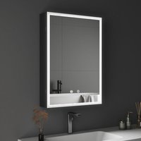 Spiegelschrank Bad mit Beleuchtung Badezimmer Spiegelschrank mit Beleuchtung Metall led Badezimmerschrank mit Dimmbar + Beschlagfrei + Steckdose + von BOROMAL