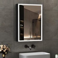 Boromal - Spiegelschrank Bad mit Beleuchtung Badezimmer Spiegelschrank mit Beleuchtung Schwarz Metall Badezimmerschrank mit Dimmbar, Beschlagfrei, von BOROMAL