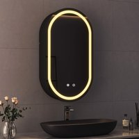 Spiegelschrank Bad mit Beleuchtung Badezimmer Spiegelschrank mit Beleuchtung Schwarz Metall LED Badezimmerschrank Rund mit Steckdose + Dimmbar + Spiegelschrank Bad mit Beleuchtung Badezimmer Spiegelschrank mit Beleuchtung Schwarz Metall LED Badezimmerschrank Rund mit Steckdose + Dimmbar + von BOROMAL