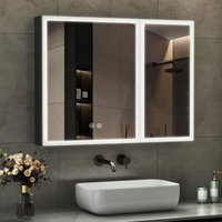 Boromal - Spiegelschrank Bad mit Beleuchtung Badezimmer Spiegelschrank mit led Beleuchtung Metall Badezimmerschrank mit Dimmbar, Beschlagfrei, von BOROMAL