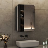 Boromal - Spiegelschrank Schwarz Spiegelschrank Bad Metall Badezimmerschrank mit Spiegel Badezimmerspiegelschrank mit Verstellbare Glasablage (40 x von BOROMAL
