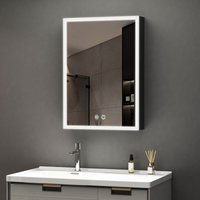 Boromal - Spiegelschrank mit Beleuchtung 40x60x12,5cm led Badezimmerschrank, Badezimmer Hängeschrank mit Spiegel mit 3-Farben Dimmbar, Beschlagfrei von BOROMAL