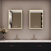 Boromal - Spiegelschrank mit Beleuchtung 40x60x12,5cm led Badezimmerschrank, Badezimmer Hängeschrank mit Spiegel mit 3-Farben Dimmbar, Beschlagfrei von BOROMAL