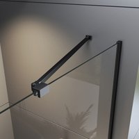 Stabilisatorstange Dusche Haltestange Duschwand Stabilisationsstange Halter Wandhalter 56cm Schwarz für 5-8mm Glas von BOROMAL