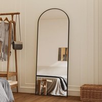 Boromal - Standspiegel Ganzkörperspiegel mit Schwarz Metallrahmen Rundbogen Ganzkörperspiegel 140 x 40 cm Wandspiegel Stehspiegel Standspiegel für von BOROMAL