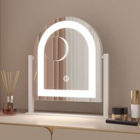 Boromal - Tischspiegel mit Beleuchtung Schminkspiegel mit Beleuchtung für tisch Kosmetikspiegel 3Lichtfarben Dimmbar Touch (Tischspiegel Rund, mit von BOROMAL