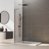 Walk in Duschkabine 90x195cm Walk-in Seitenwand Duschwand fester Segment Sicherheitsglas Duschtrennwand, Silber Begehbare Duschabtrennung mit 5mm esg von BOROMAL