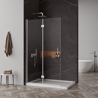 Boromal - Walk in Duschwand 75x195cm Doppel Faltbar Walk-in Duschabtrennung Walk in Dusche 5mm esg Nano Glas von BOROMAL