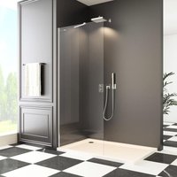 Walk in Duschwand 90x195 cm Walk in Dusche 5 mm Nano Sicherheitsglas Duschtrennwand mit Stabilisator Duschabtrennung auf Duschtassen oder Boden von BOROMAL