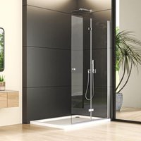 Boromal - Walk in Duschwand Walk in Duschabtrennung 100x185cm Doppel Faltbar Dusche mit Stabiles Aluminium 5mm Sicherheits-Glas Glastrennwand Glaswand Boromal - Walk in Duschwand Walk in Duschabtrennung 100x185cm Doppel Faltbar Dusche mit Stabiles Aluminium 5mm Sicherheits-Glas Glastrennwand Glaswand von BOROMAL