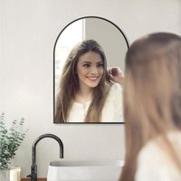 Boromal - Wandspiegel 50x70 cm Badspiegel Spiegel Bad Wand Schminkspiegel Schwarz Rund bogen(Badezimmerspiegel, Türspiegel Halbrund für Flur wc), Alu von BOROMAL