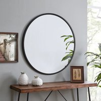 Wandspiegel Rund 70cm Schwarz für Bad Glas hd Mirror Aluminiumrahmen Hängende auf Tür oder Haken in Wohnzimmer, Flur, Gäste - Boromal von BOROMAL